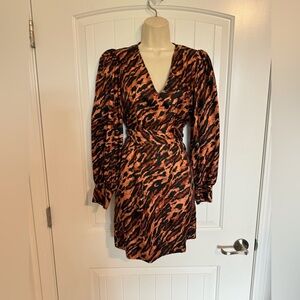 Sandro Paris tiger print Silk Lunas dress size small